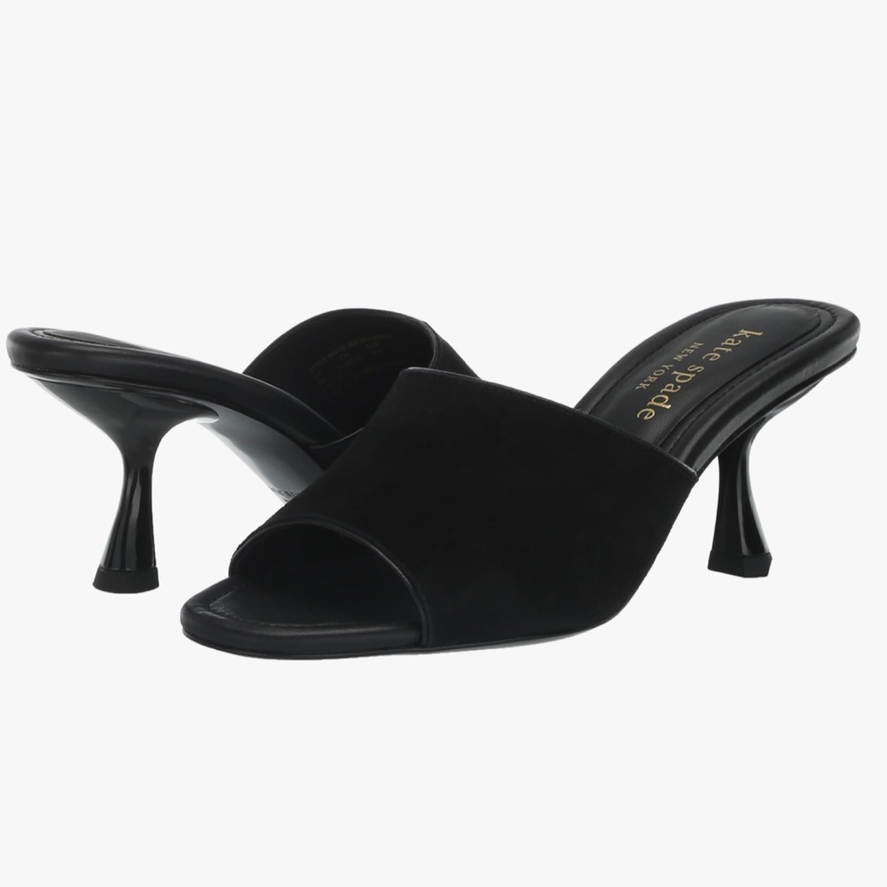 kate spade Black Suede Open-Toe Slip-On Mules Size 8B